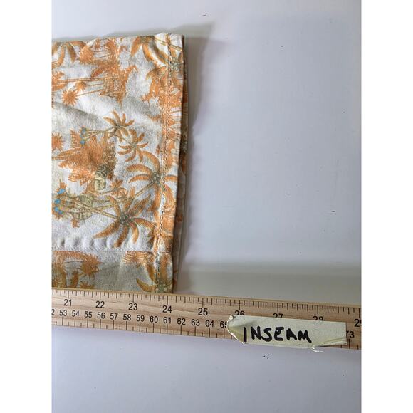 BLUE ASPHALT Orange White Tropical Palm Tree Coastal Wide Leg Crop Pants SZ 7 - Picture 8 of 9